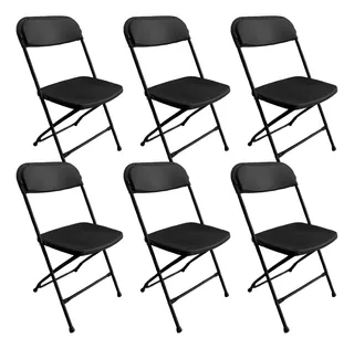 Pack 6 Piezas Silla Plegable Color Negro Jardin Eventos Nube