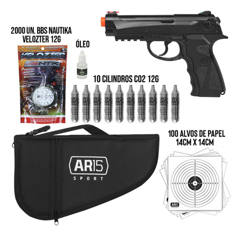 Pistola Pressão Wingun C12 + Capa Acolchoada 33cm + Munição