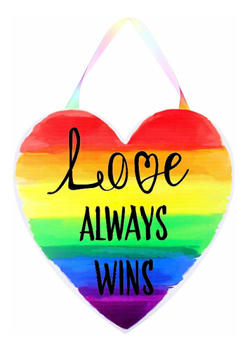 Cartel Madera Para Puerta Texto «love Always Wins» Diseño