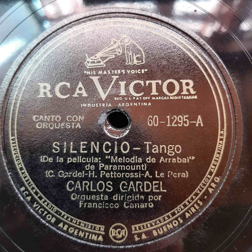 Pasta Carlos Gardel Con Orq Francisco Canaro Rca Victor C362