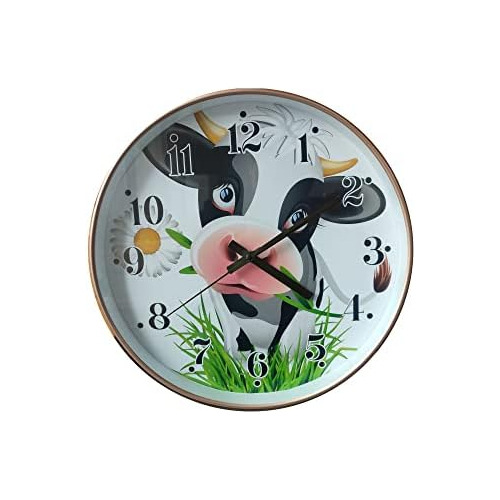 Reloj De Pared Lindo Vaca Holstein Silencioso Sin Tic T...