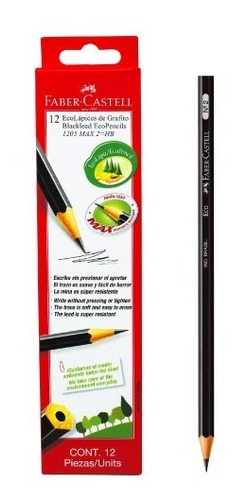 Pack De Lapiz De Grafito Faber Castell 2=hb Eco X12 Unidades