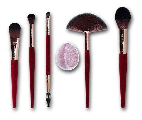 Kit De Pincéis Velvet Vermelho Macrilan