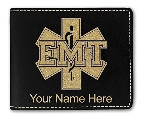 Cartera De Cuero Faux, Emt Técnico Médico De Pd1hq