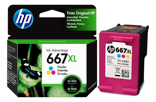 Tinta Hp 667xl 3ym80al Tricolor Original