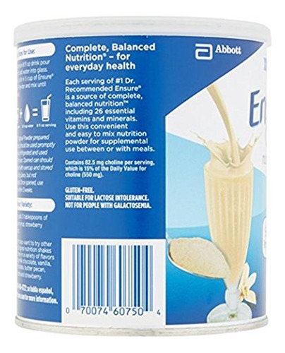 Polvo Nutritivo Ensure , Vainilla, 14 Onzas Paquete