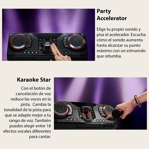 Minicomponente Lg Xboom Cl98 Con Karaoke Y Efectos De Dj Negro 3500 W