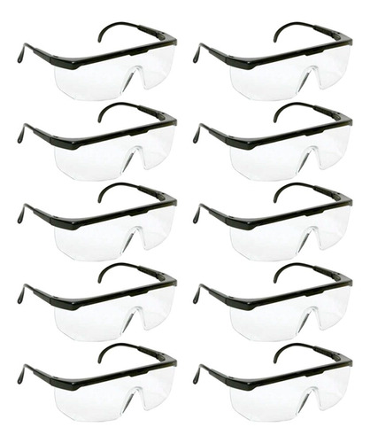 Óculos De Proteção Epi Segurança Rj Incolor Kit 10 Peças 