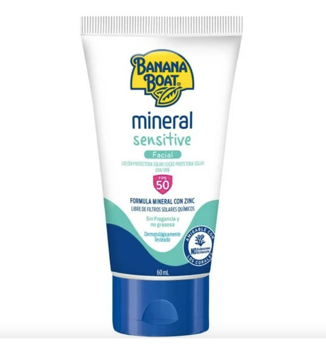 Banana Boat Mineral Sensitive Facial Fps 50+ 3 Pzas De 60ml