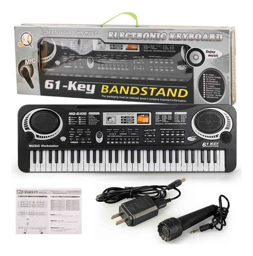 Instrumento: Teclado Infantil, Micrófono Musical Usb, 61 Tec