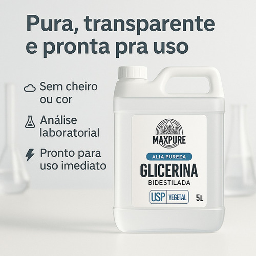 Glicerina Bidestilada Usp Vegetal Vegana 5000ml + Laudo E