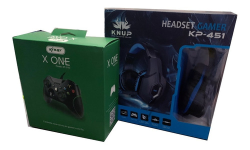 Kit Controle Do X One Com Fio Knup + Fone Gamer Kp451 X One