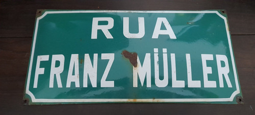 Placa Antiga Esmaltada Rua Franz Müller