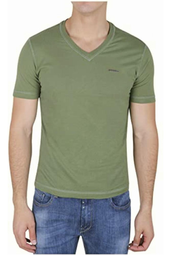 Playera Cuello V Slim Fit Manga Corta Para Hombre Silver