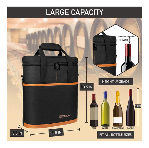 Opux 3 Bottle Wine Carrier Tote, Bolsa De Refrigerador De A