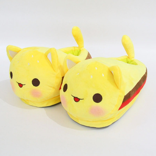 Pantuflas Gato Fast Food Hamburguesa Kawaii Cute Gatito