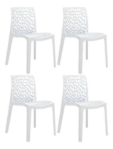 4 Cadeiras Gruvyer Cozinha Jantar Higlopp Coloridas Cores Cor da estrutura da cadeira Branco