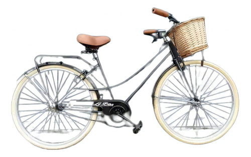 Bicicleta paseo femenina Le Bike Classic Vintage  2021 R26 1v freno v-brakes color negro con pie de apoyo  