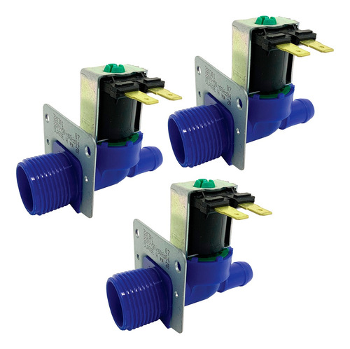 Kit 3 Válvula Solenoide Simples Entrada Água 220v C/ Suporte