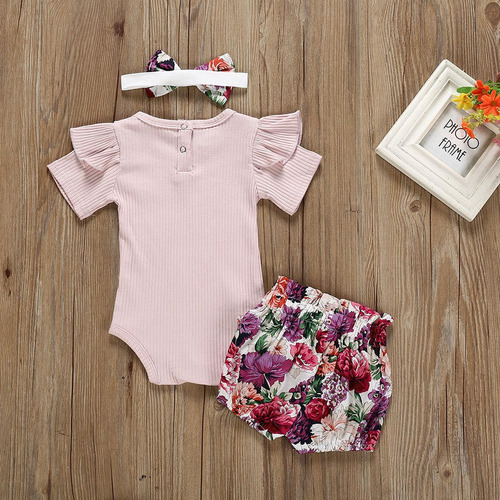 Conjunto De Ropa Para Niñas, Mameluco Y Pantalones Cortos Co