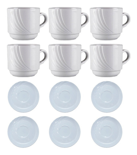 X6 Taza Té C/plato Línea Marzia, Porcelana Verbano