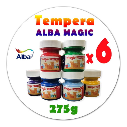 6 Temperas Alba Magic Pote X 275 Gms Colores A Elección 