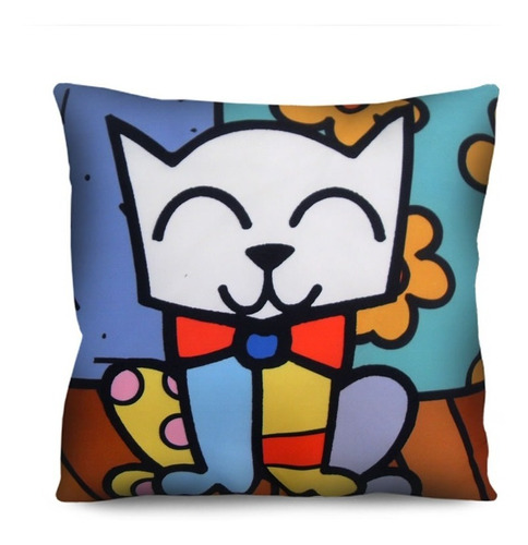 Almofada Gatinho Gato Colorida Pop Art 42cm Para Sofá R2