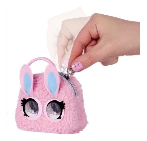 Mini Bolsa Monedero Purse Pets Micro Fuzzy Bunny Conejo Rosa