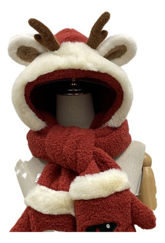 Navidad Elk Antler Warm Hat Bufanda Guantes