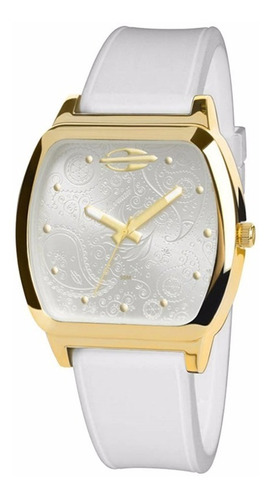 Relógio Mormaii Feminino Mo2036aa/8b Branco Dourado Original