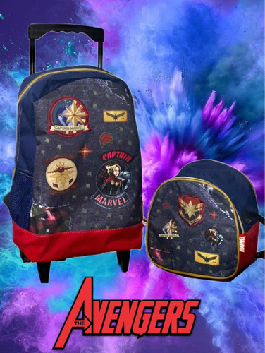 Imagen 1 de 4 de Set Escolar De Maleta Y Lonchera Capitana Marvel