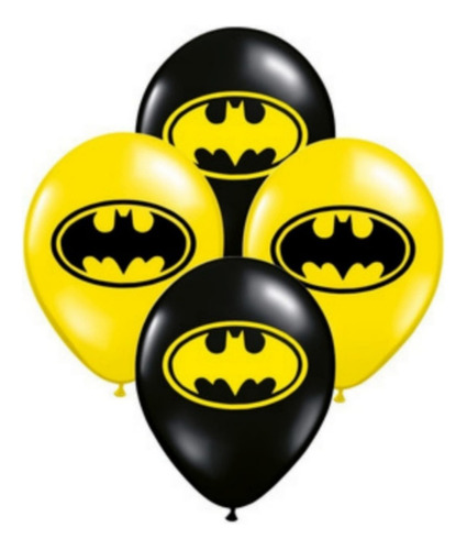 Globos Látex 12 PuLG. Batman X 10 Pzas Amarillos Y Negros