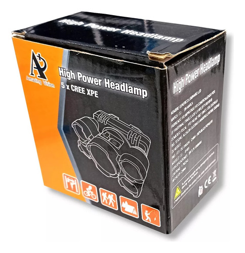 Linterna Minera 5 Led Recargable 4 Modos Manos Libres