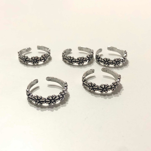 Anillo Midi De Flores, Para Falange. Ajustable En Plata 925.