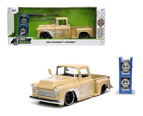 Camioneta 1/24 1955 Chevrolet Setpside Extra Rines Jada Color Beige