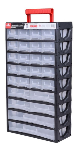 Organizador Plástico 26 Gavet 31,5x14x56,5cm Worker - 940763 Cor Preto