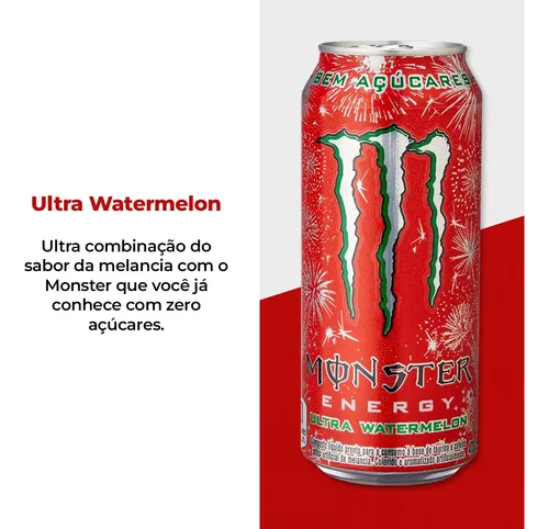 Energético Monster Ultra Watermelon Zero Lata 473ml Pack 6un