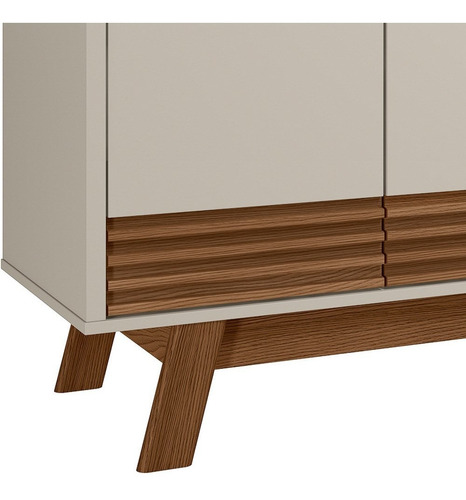Balcão Buffet 160cm 4pt Pés Retrô Luzzo Freijó/off Mpozenato Cor Amarelo