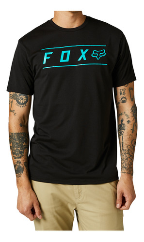 Remera Pinnacle Tee Black Logo Azul Fox