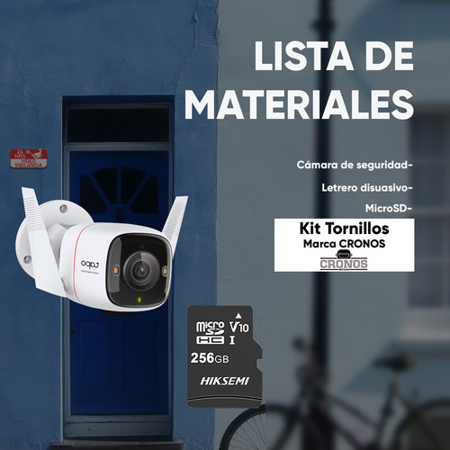 Tapo & Cronos Cámara De Seguridad Tapo-c325wb-plus-256 + Microsd 256gb Visión Nocturna Colorpro 2k Qhd Detección De Movimiento Protección Ip66 Inalámbrica/cableada Cctv Sirena C325wb Audio Doble Vía