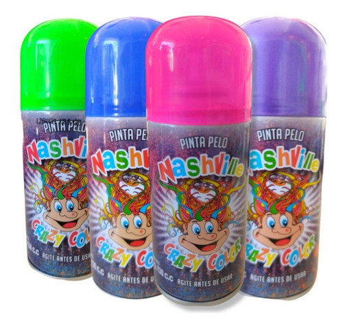 Pinta Pelo Aerosol Lavable Colores Cotillón Pack X 12u. 