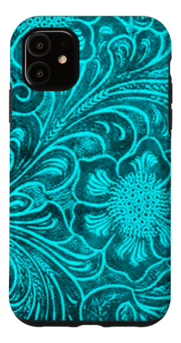 iPhone 11 Faux Cuero Turquoise Teal Wester B08v83m2bl_310324