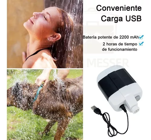 Ducha portátil para acampar, duchas para caminatas con bomba sumergible,  batería de litio de 2200 mAh