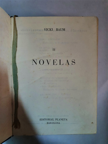 Novelas Tomo 2 - Vicki Baum Ed. Planeta