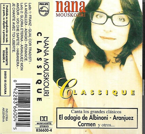 Nana Mouskouri Album Classique Sello Phillips Cassette