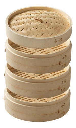 Vaporera De Bambú Para Cocinar Diámetro 27 Cm 3 Niveles