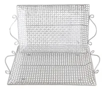 Comprar Bandejas De Metal Decorativas Caladas Setx2 Plateadas