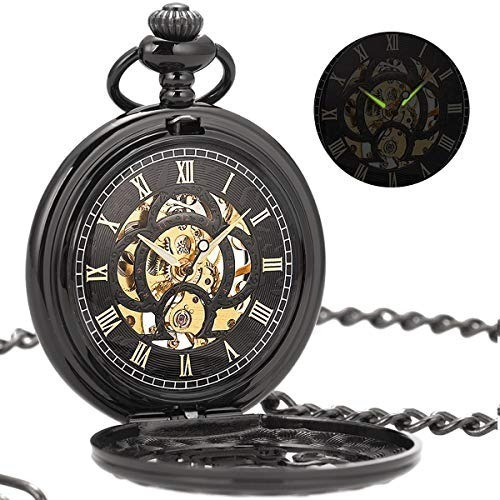 Manchda Reloj De Bolsillo Con Cadena Para Hombre Y Caja De R