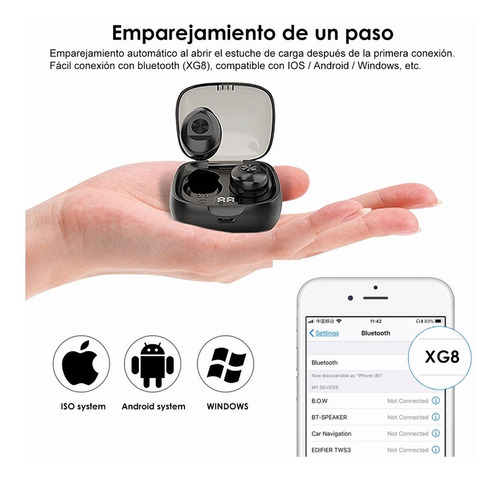 Auriculares in-ear gamer inalámbricos XG-8 negro