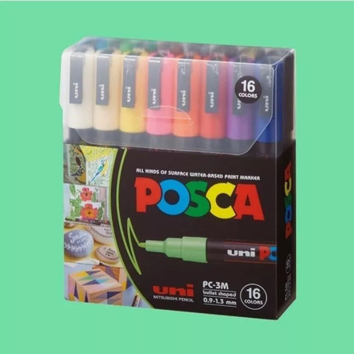 Marcadores Posca Pc-3m Set Estuche X 16 Colores 